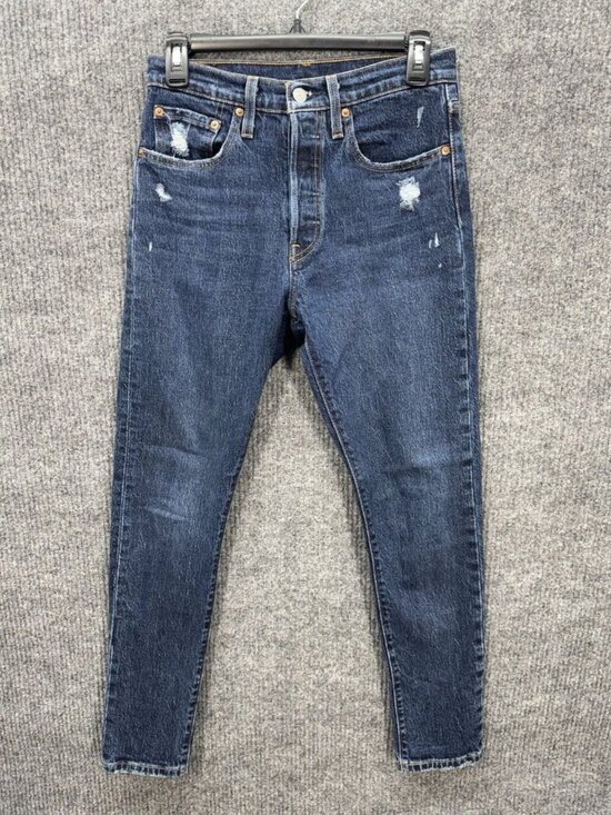 Levi's Denim - Levi’s Jeans 501 S Womens 26x30 Button Fly Skinny Distressed Dark Wash Denim
